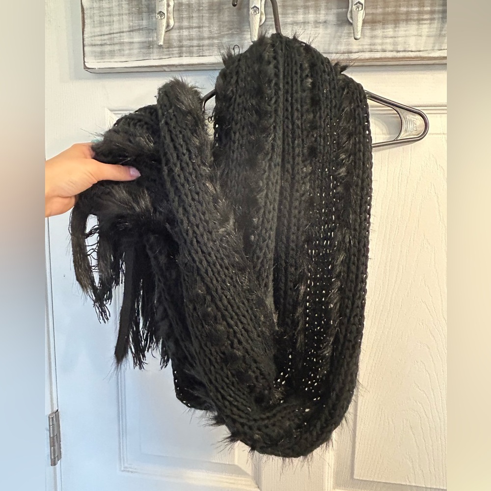 Bebe black faux fur scarf